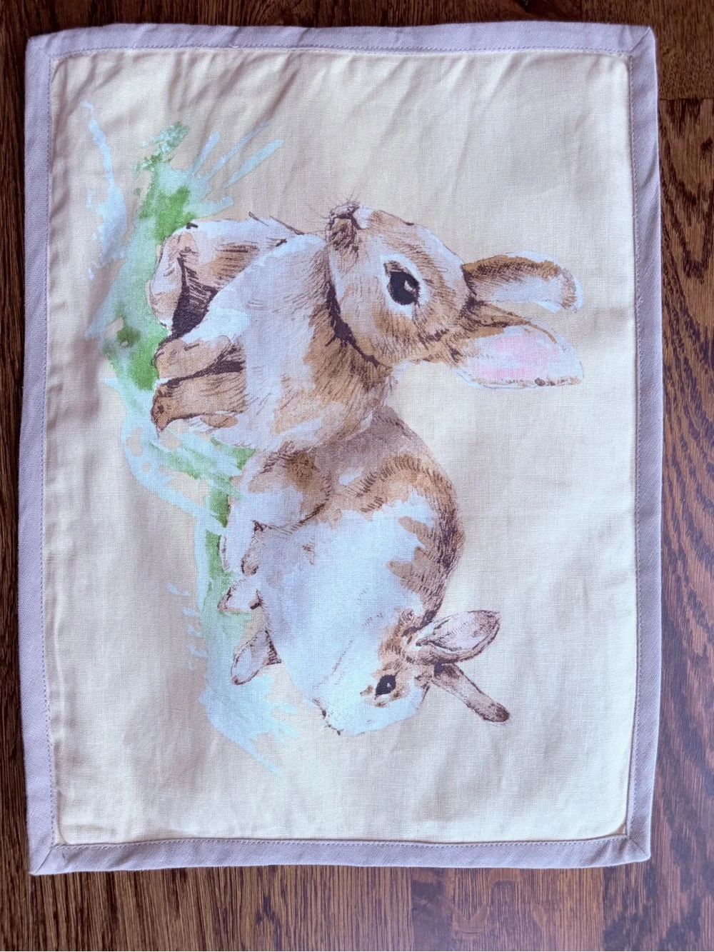 Bunny Print Decorative pillow cover in Beige and Taupe
